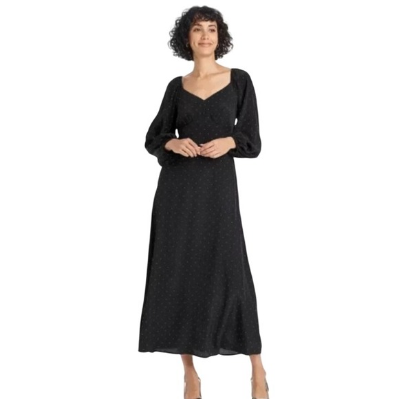 a new day Dresses & Skirts - a new day Black Dot Long Sleeve Maxi Dress Small